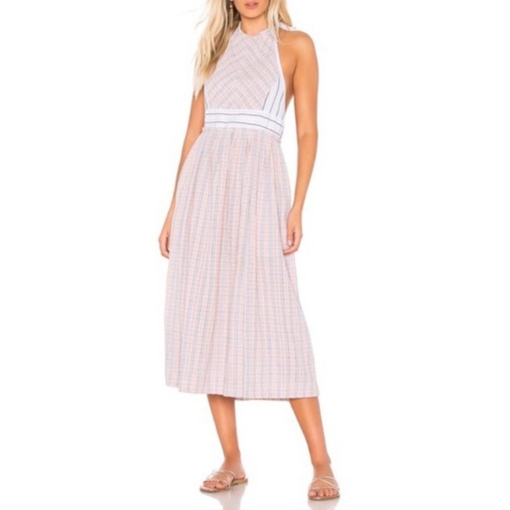 NWOT Free People Color Theory Midi Apron Dress